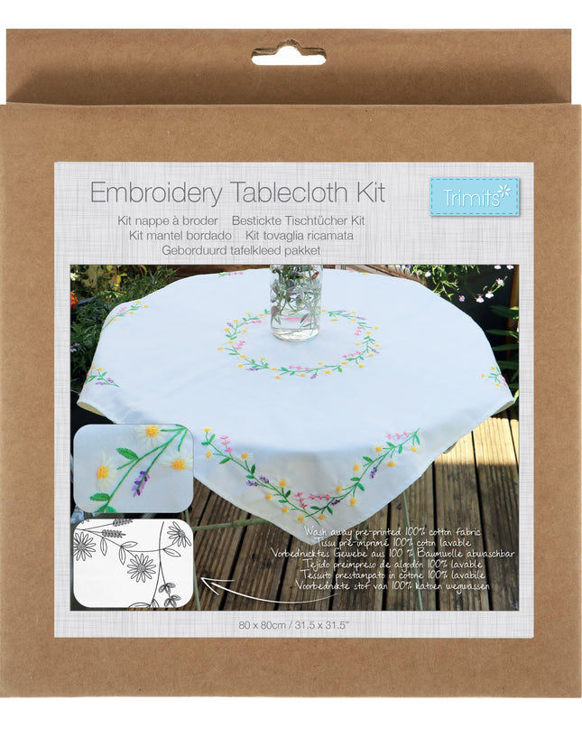 Trimits Embroidery Tablecloth Kit Daisy Chain