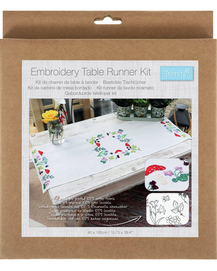 Trimits Embroidery Table Runner Kit Toadstools