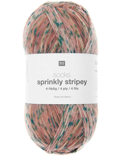 Rico Socks Sprinkly Stripey 4Ply Rose 02